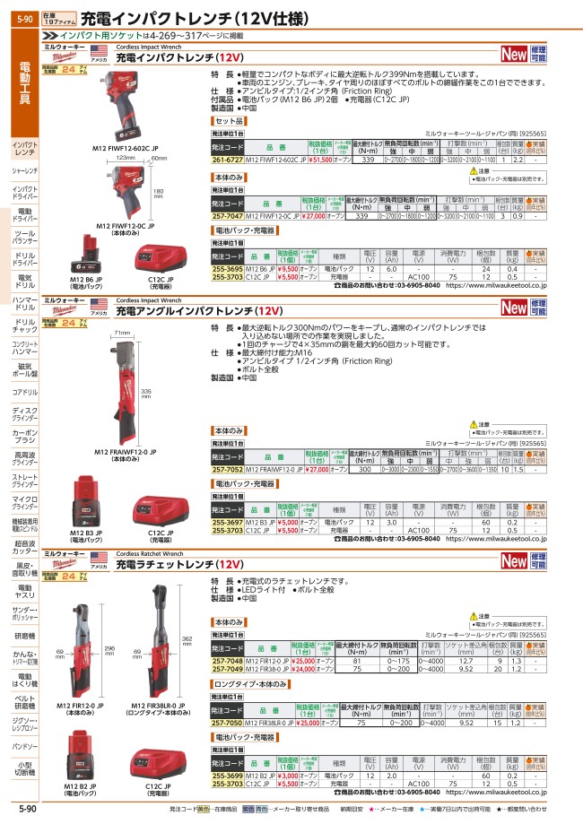 充電ラチェットレンチ（12V）本体のみ | MILWAUKEE | MISUMI-VONA【ミスミ】