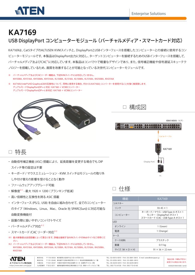 ATEN USB VGA コンピューターモジュール KA7570 - 1