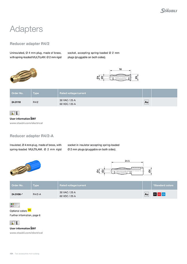 Staubli R4/2-A 両サイドΦ2mm型Φ4mmマルチラム付きプラグ ...