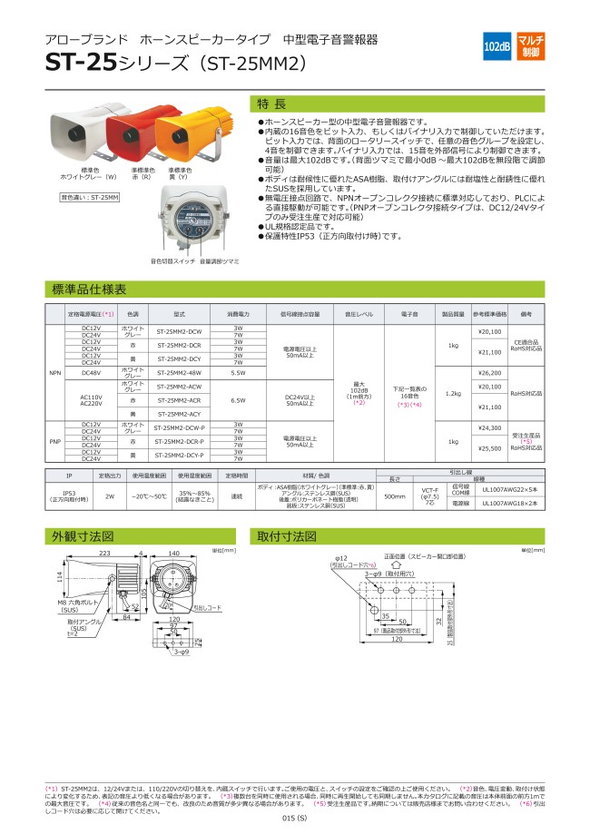 ST-25MM2-ACW ホーンスピーカータイプ 中型電子音警報器 ST-25シリーズ（ST-25MM2） Pro-face(シュナイダーエレクトリック)  MISUMI(ミスミ)