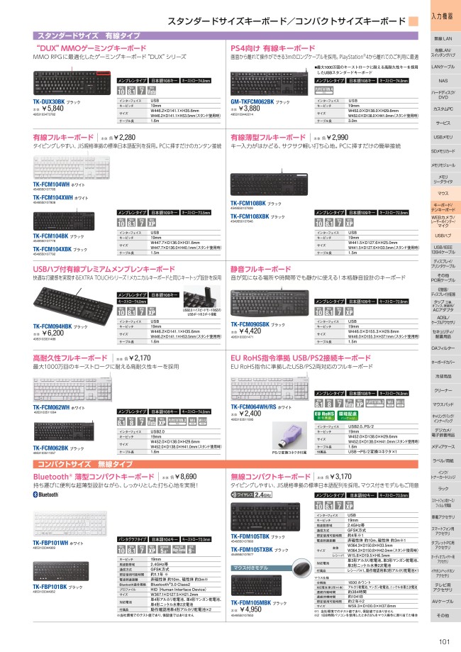 TK-FCM104BK | 有線フルキーボード | エレコム | ミスミ | 4549550107778