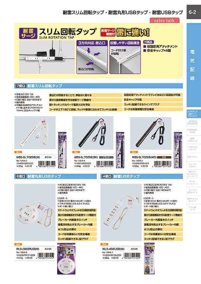 耐雷丸形USBタップ | ＥＬＰＡ朝日電器 | ミスミ | 4901087217236