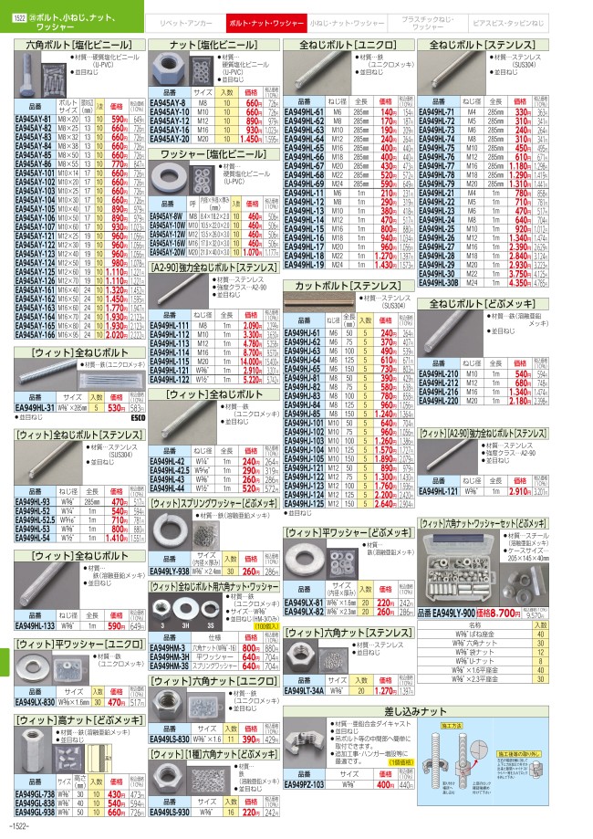 祝日 鉄 ドブ ケミカル寸切<BR>Ｍ１２×４００