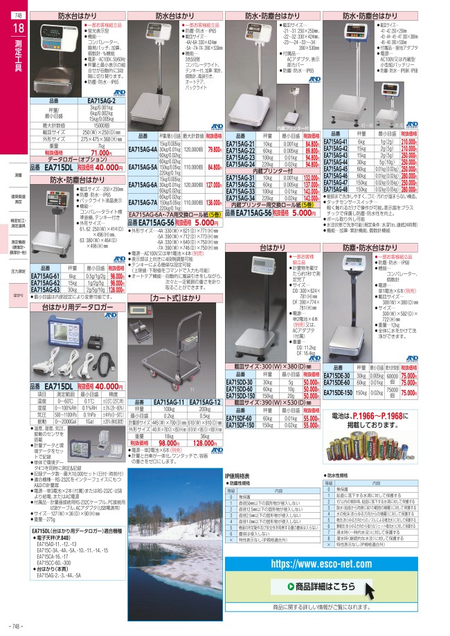 エスコ 60kg 0.005-0.02kg 防水台はかり EA715AG-4A エスコ ESCO