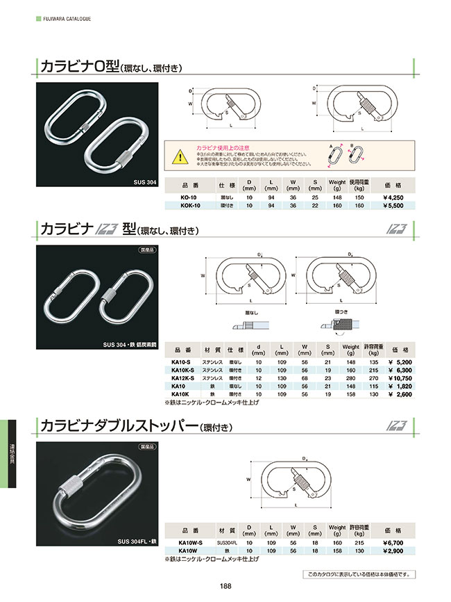 KA10 | カラビナ123型（環なし、環付き） | フジワラ | MISUMI(ミスミ)