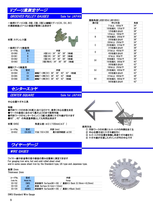 Vプーリ溝測定ゲージ | フジツール | MISUMI(ミスミ)
