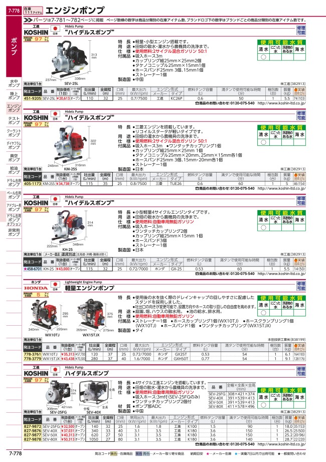 WB30XT3JR | エンジンポンプ ライトユース/ハードユース向け | 本田技研工業 | ミスミ | 495-4921