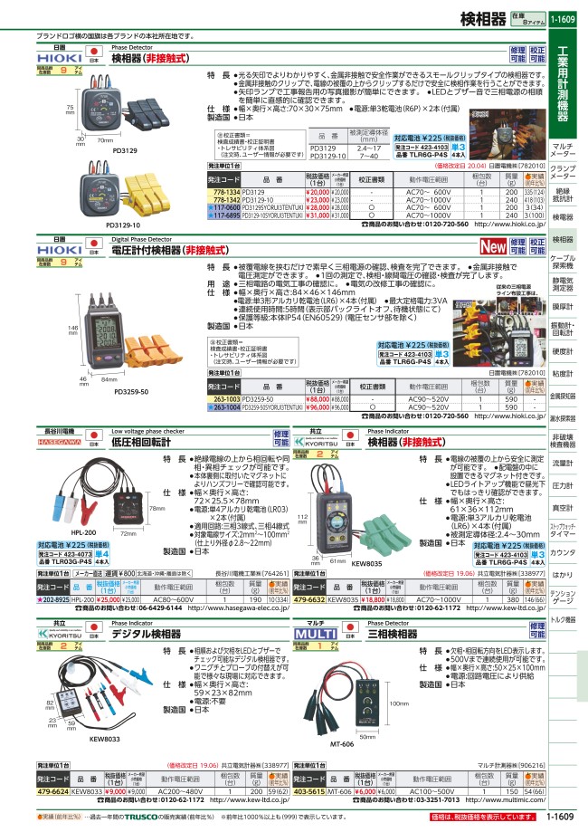HIOKI 検相器 金属非接触方式 PD3129-10 日置電機 MISUMI(ミスミ)