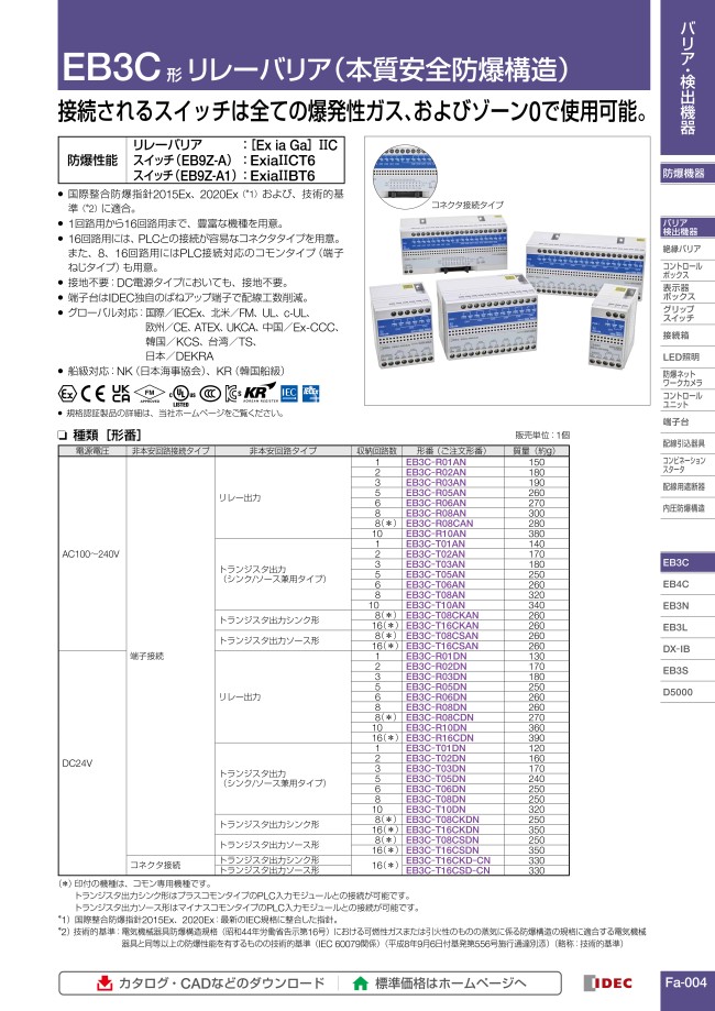 EB3C形 リレーバリア（本質安全防爆構造） | ＩＤＥＣ | MISUMI(ミスミ)