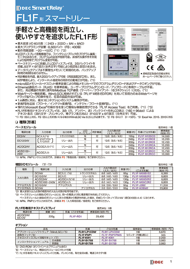 スマートリレー FL1F形 増設I/Oモジュール 入出力混合 ＩＤＥＣ MISUMI(ミスミ)