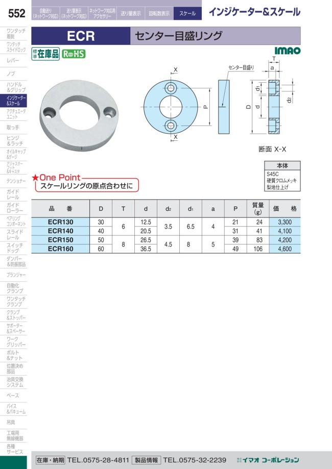 Ecr130 センター目盛リング Ecr イマオコーポレーション Misumi Vona ミスミ