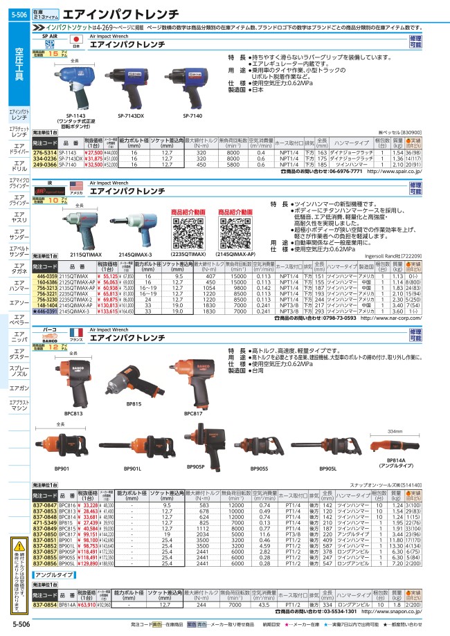 公式ストア AIA4140 TONE トネ アングルタイプエアーインパクトレンチ 差込角12.7mm 1 2