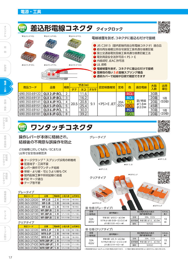 電源・工具 差込形電線コネクタ（クイックロック）  ＪＡＰＰＹ  MISUMI-VONAミスミ