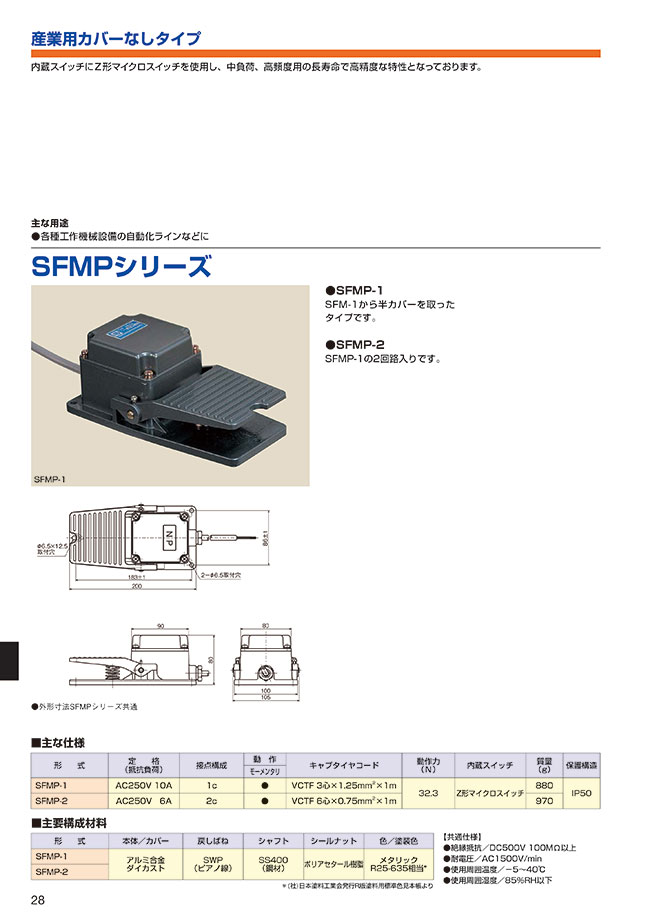 SFMP-1 フットスイッチ産業用カバーなしタイプ 国際電業 MISUMI(ミスミ)