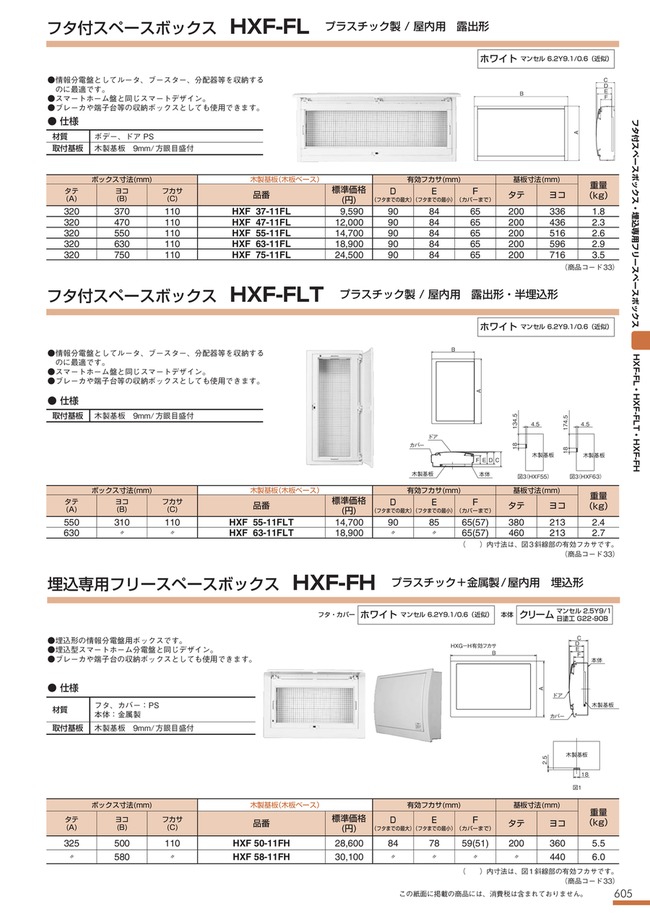 フタ付スペースボックス HXF-FLシリーズ | 河村電器産業 | MISUMI(ミスミ)