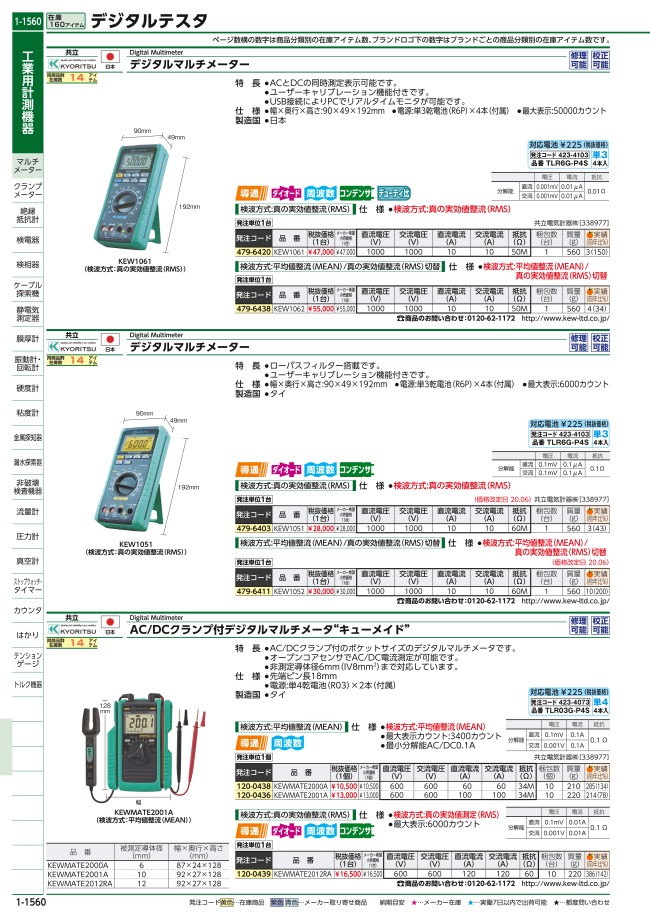 KYORITSU デジタルマルチメータ(ハードケース) 共立電気計器 MISUMI(ミスミ)