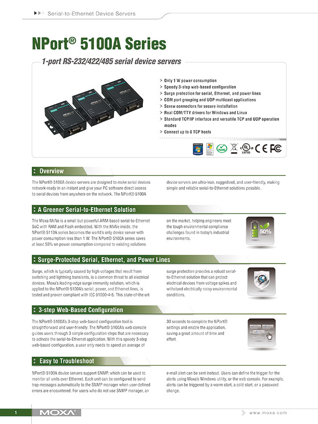 高機能 1ポート RS-232C／422／485 シリアルデバイスサーバ | ＭＯＸＡ 