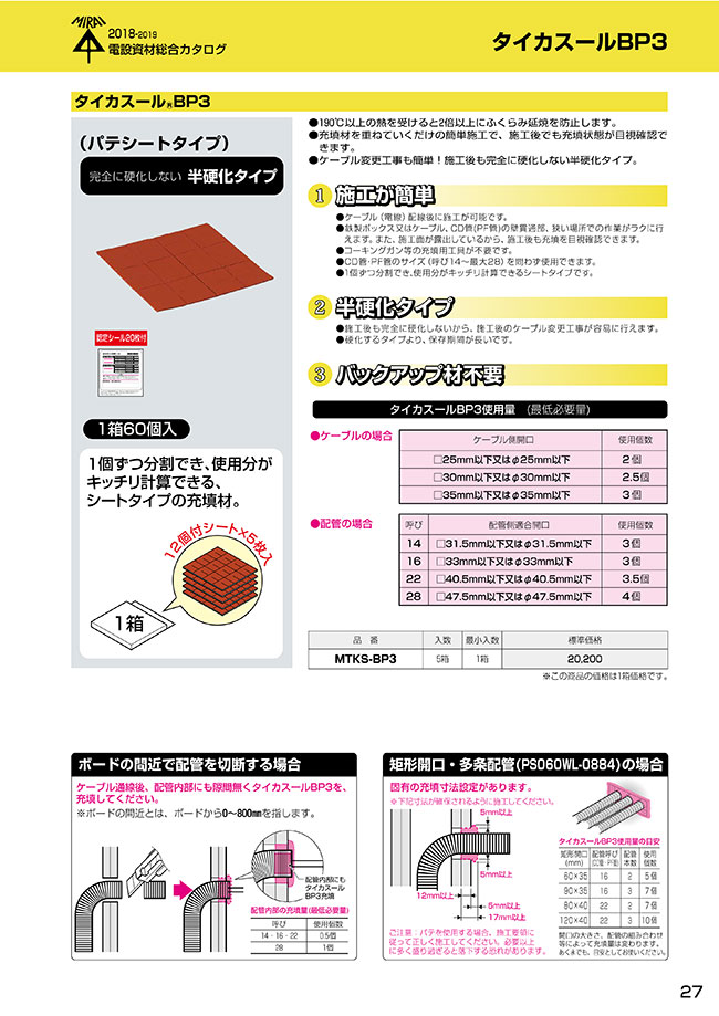 未来工業 耐火スール BP3-