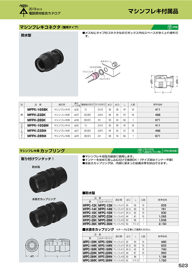 マシンフレキコネクタ （盤用タイプ） 防水型 | 未来工業 | MISUMI(ミスミ)
