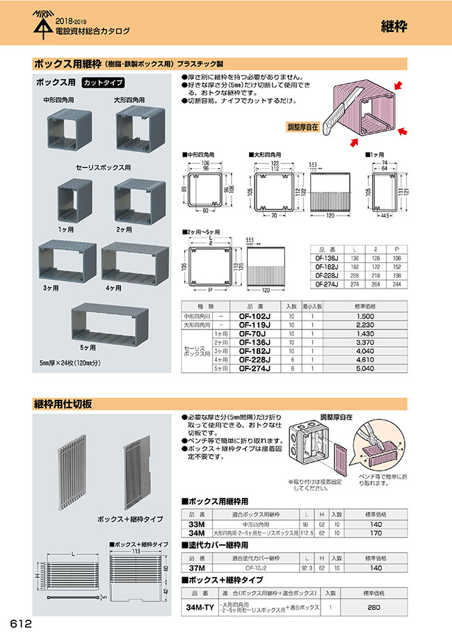 ボックス用継枠 （樹脂・鉄製ボックス用） プラスチック製 | 未来工業 | MISUMI(ミスミ)