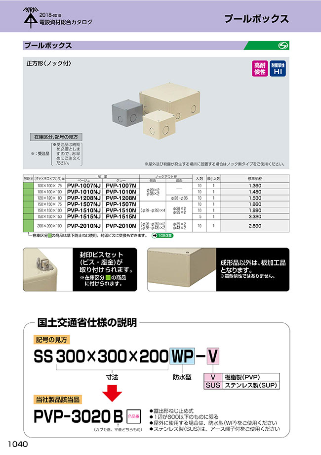 プールボックス 正方形（ノック付） | 未来工業 | MISUMI-VONA【ミスミ】