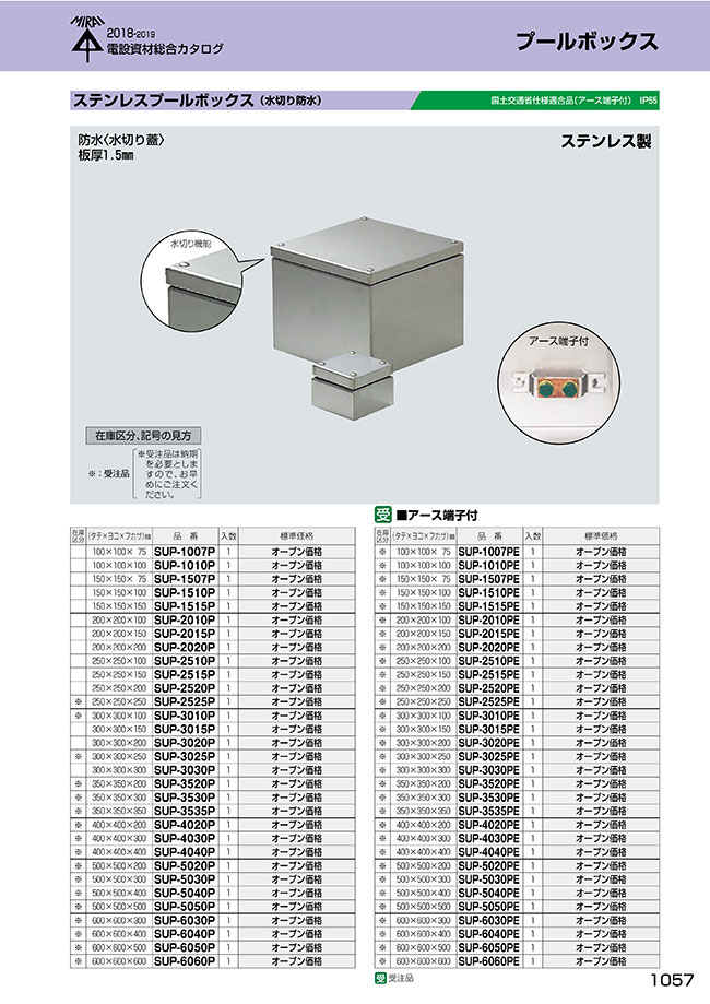 ステンレスプールボックス （水切り防水） | 未来工業 | MISUMI(ミスミ)