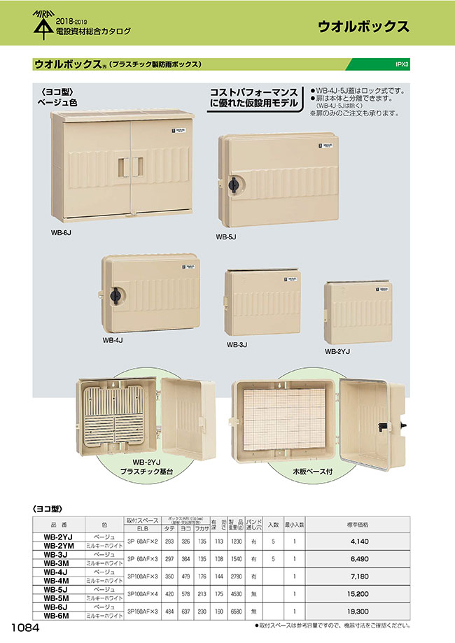 ウオルボックス （プラスチック製防雨ボックス） ヨコ型 | 未来工業 | MISUMI-VONA【ミスミ】
