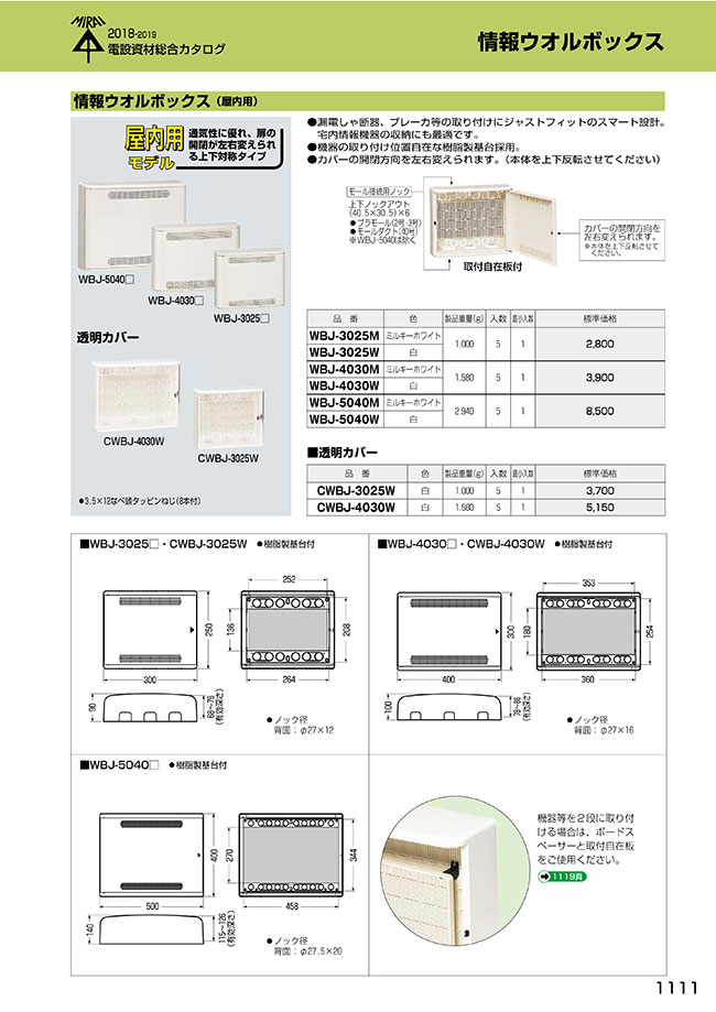 WBJ-5040W | 情報ウオルボックス （屋内用） | 未来工業 | MISUMI-VONA 