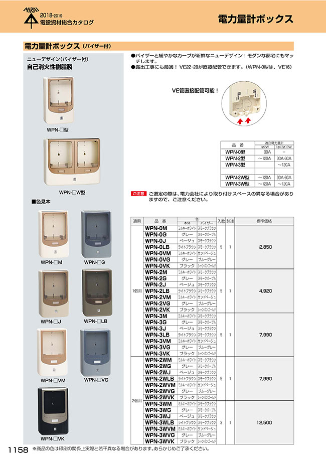 WPN-2M | 電力量計ボックス （バイザー付） | 未来工業 | MISUMI-VONA 