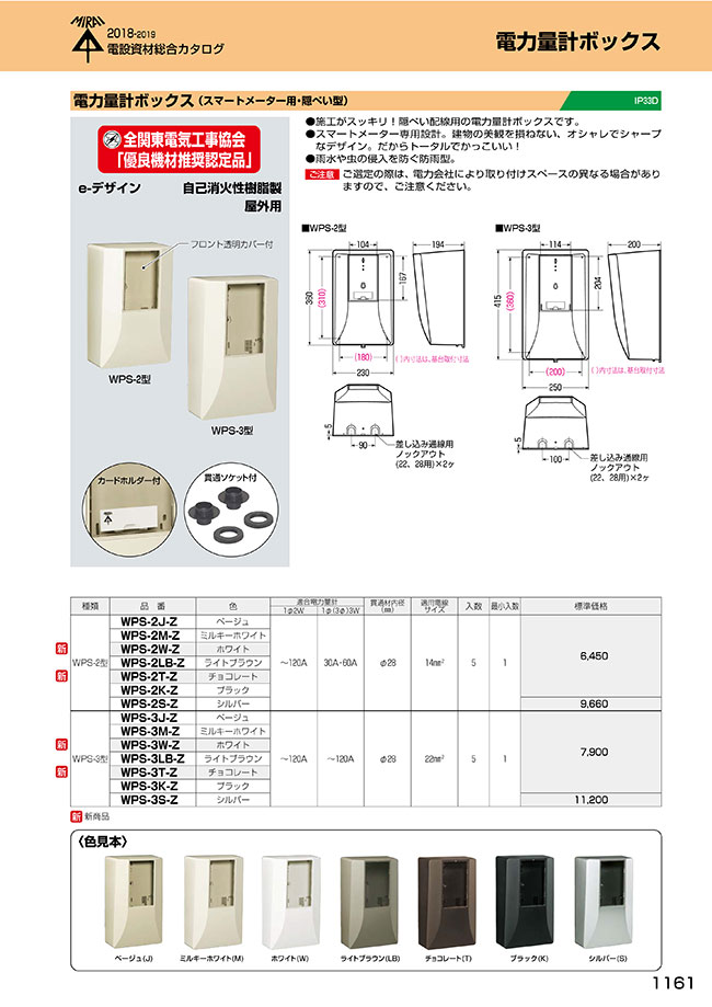 特売 □未来 電力量計ボックス 隠ぺい型 WPR3WJZ 1977882 送料別途