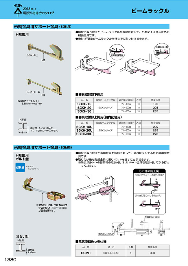 SGKH-30 | 形鋼金具用サポート金具 （SGK用） | 未来工業 | MISUMI-VONA【ミスミ】