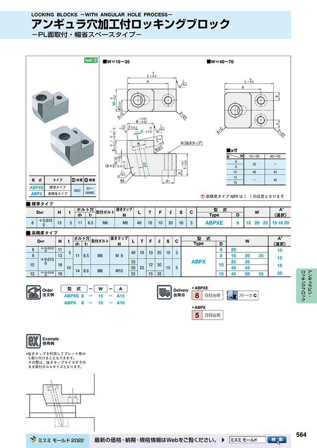 アンギュラ穴加工付ロッキングブロック -PL面取付・幅省スペース・高精度タイプ- | ミスミ | MISUMI(ミスミ)
