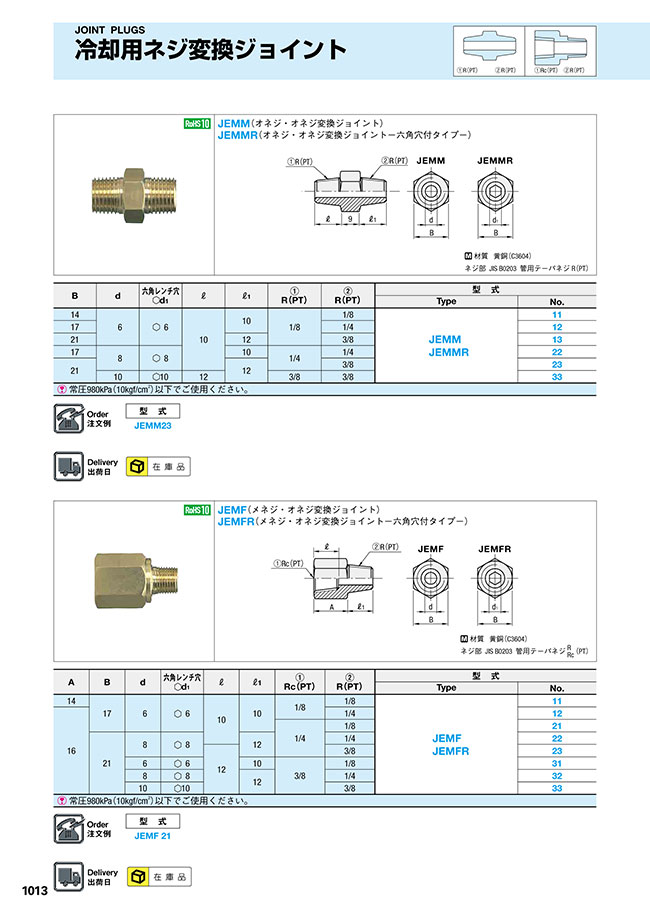 JEMM12 | テーパネジ変換プラグ -オネジ・オネジ変換ジョイント- | ミスミ | MISUMI(ミスミ)