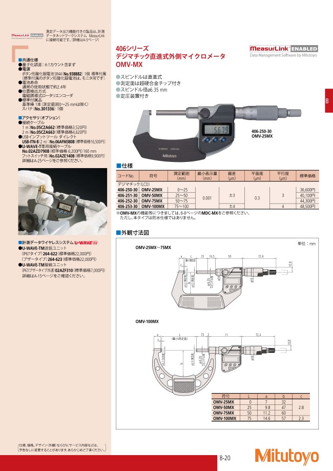 爆売り！】 ミツトヨ Mitutoyo OMV-25MX 406-250-30 デジマチック直進