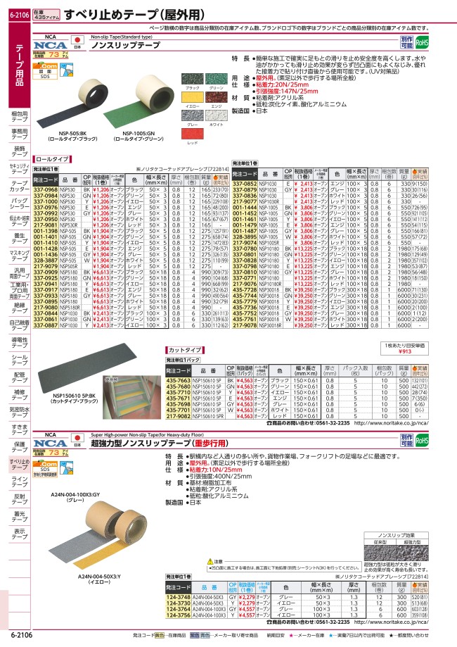 日本正規代理店品 BROWNショップ  店NCA ノンスリップテープ 標準タイプ 白 NSP30018 1巻