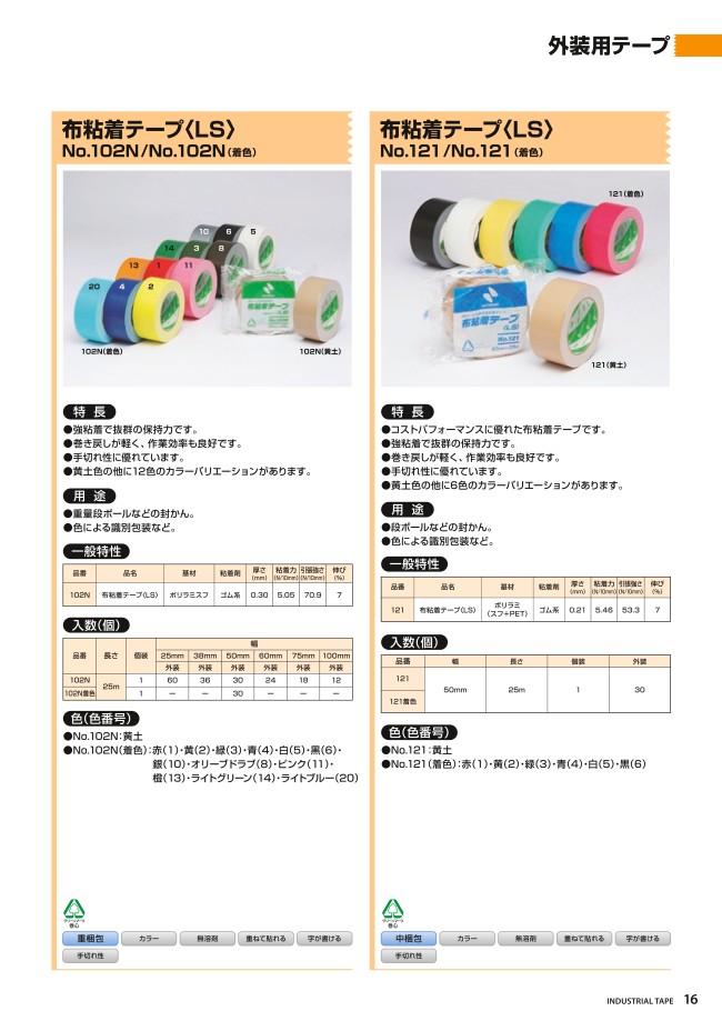 (業務用100セット) ニチバン カラー布テープ 102N-50 50mm×25m 白(代引不可) - 3