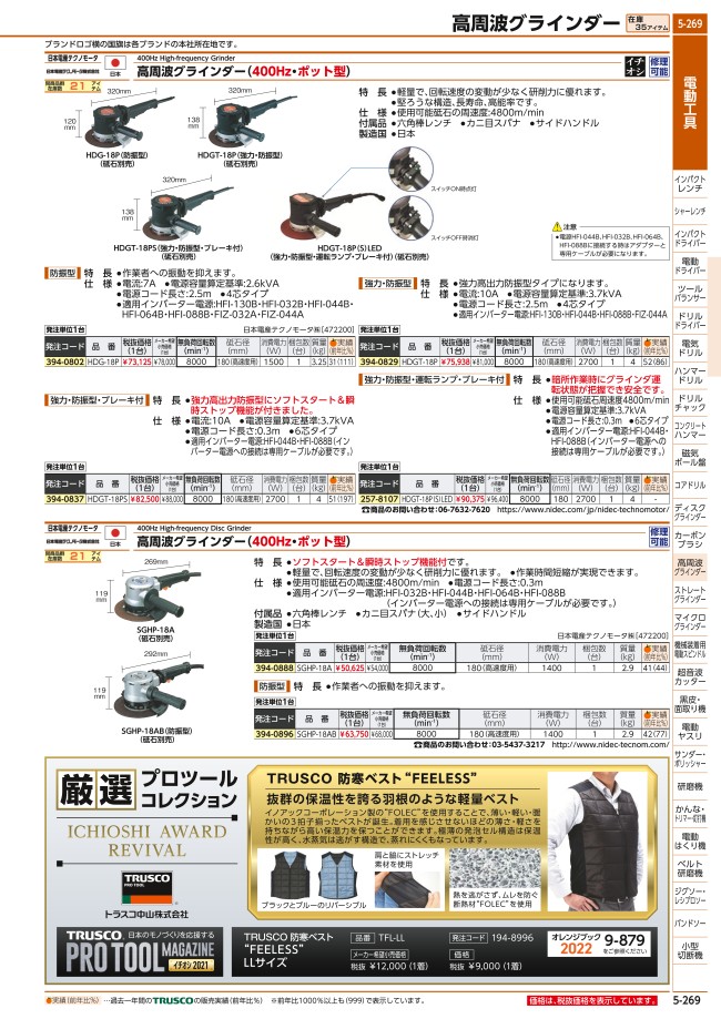 HDGT-18P | 400Hz高周波グラインダー（ポット型）_HDG 防振型 | 日本電産テクノモータ | ミスミ | 394-0829