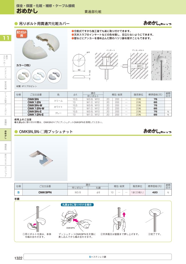 Omk9n W 吊りボルト用貫通穴化粧カバー ネグロス電工 Misumi Vona ミスミ