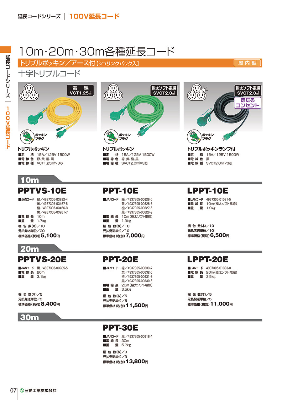 日動工業 NICHIDO 日動工業 PPTL-10E [延長コード10m] - www.gigascope.net