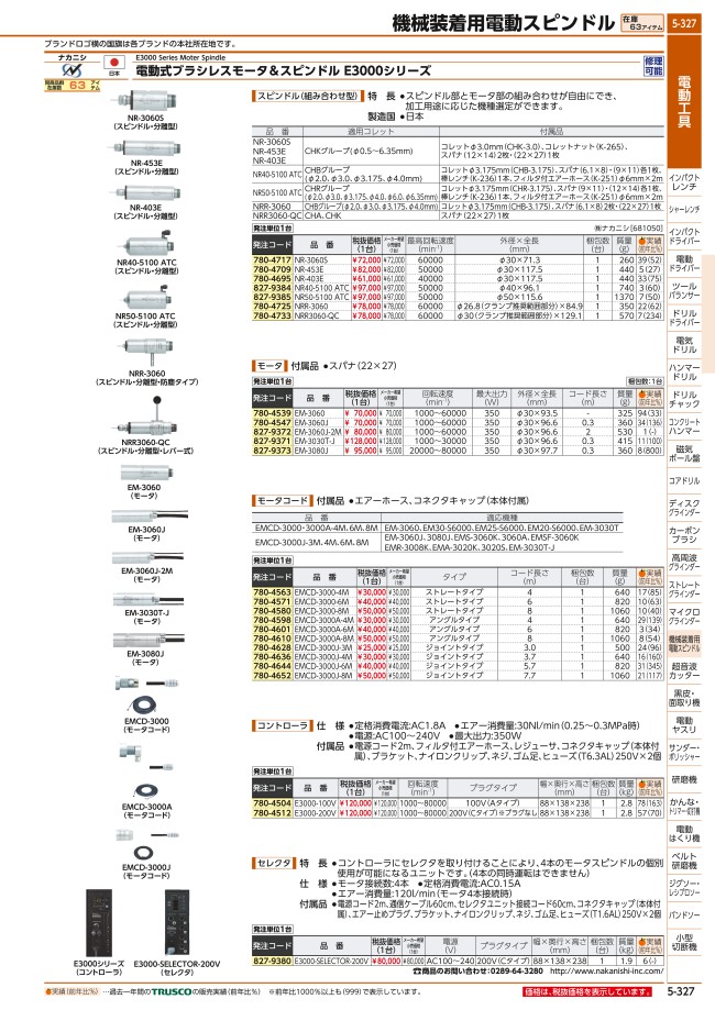 ナカニシ E3000シリーズ用モータ(7358) | ナカニシ | MISUMI-VONA【ミスミ】