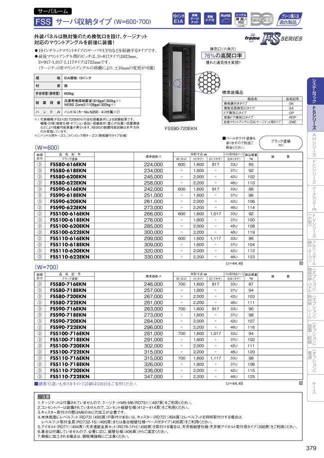 FSS100-616EKN | システムラック FSSシリーズ サーバ収納タイプ（W=600 