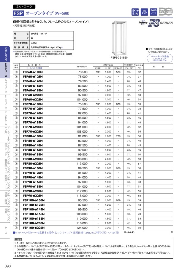 システムラック FSPシリーズ・オープンタイプ（W=598・698） | 日東工業 | MISUMI-VONA【ミスミ】