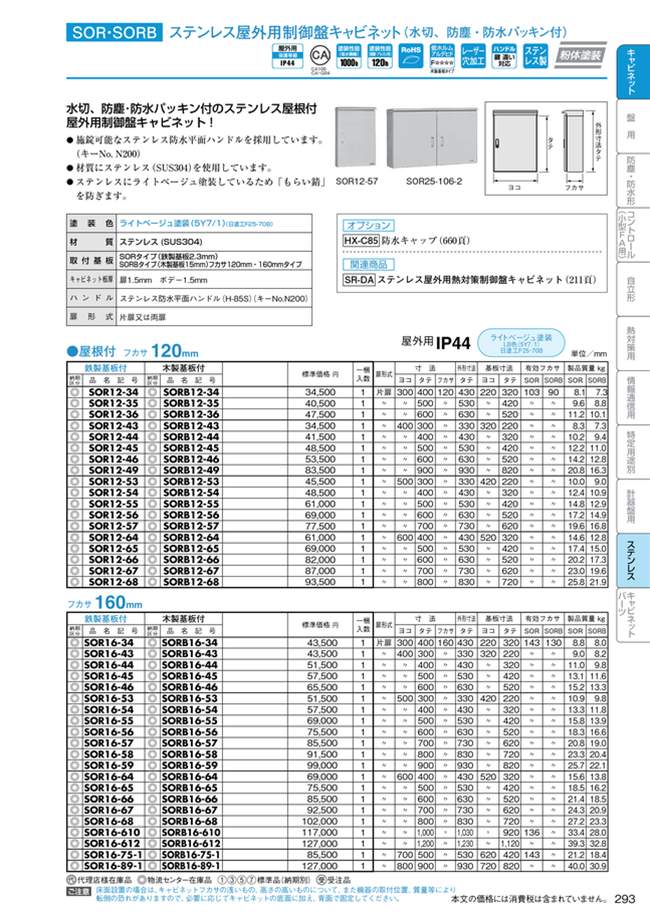 日東工業  E50-1623A 自立制御盤キャビネット 両扉 基台付・鉄製基板付 ヨコ1600mm タテ2300mm フカサ500mm 塗装色;選択してください。 - 5