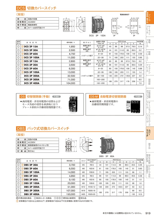 DCS3P30A | 切換カバースイッチ DCS | 日東工業 | MISUMI-VONA【ミスミ】