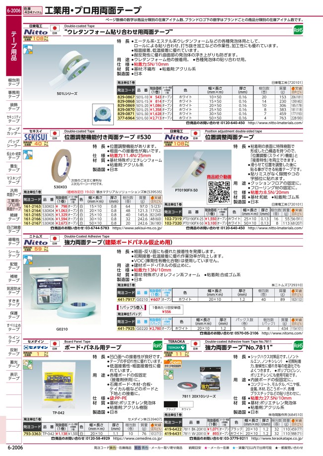 位置調整両面テープ PT-0190FX | 日東電工 | MISUMI-VONA【ミスミ】