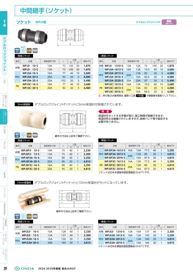 WPJ3-10-S | ダブルロックジョイントP WPJ3型 ソケット | オンダ製作所 | MISUMI(ミスミ)