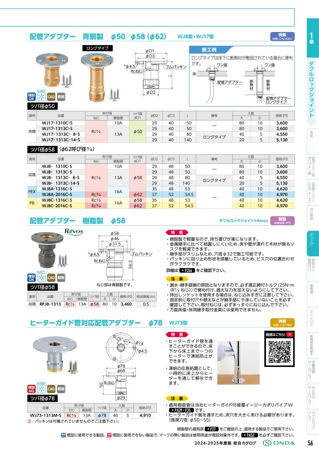WJ8-1313C-S | ダブルロックジョイント WJ8型/17型 配管アダプター 青銅製 | オンダ製作所 | MISUMI(ミスミ)