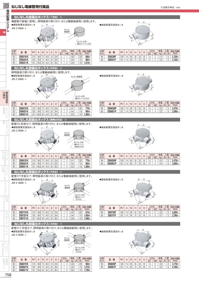 ねじなし丸型露出ボックス（3方出） | Panasonic | MISUMI-VONA【ミスミ】