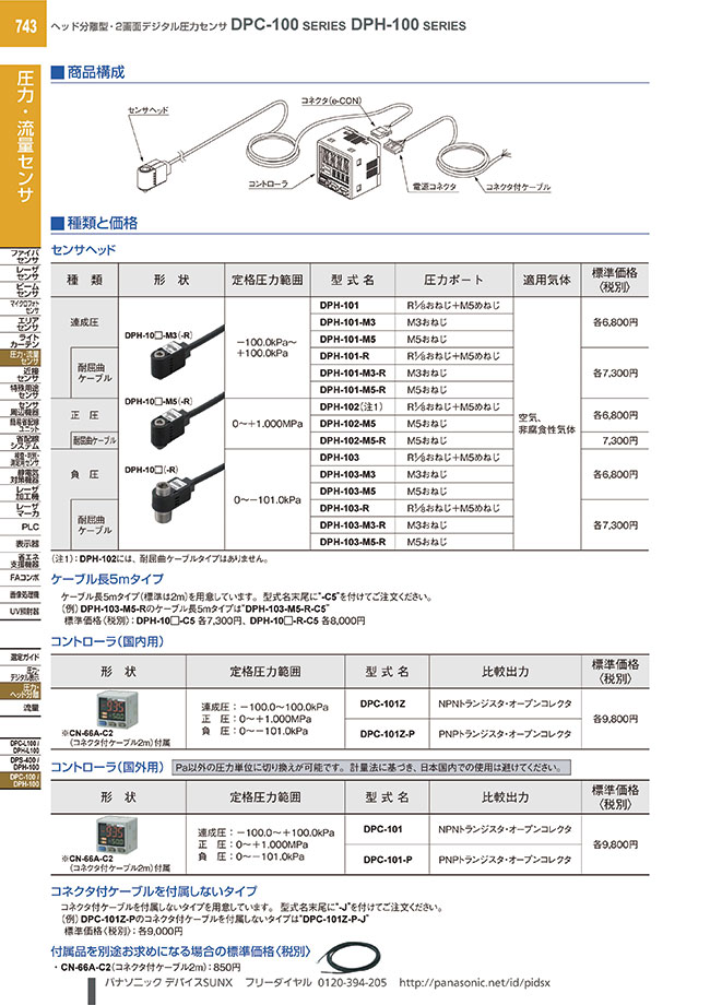 ヘッド分離型・2画面デジタル圧力センサ［気体用］（DPH-100/DPC-100/DPS-400） | Panasonic | MISUMI(ミスミ)