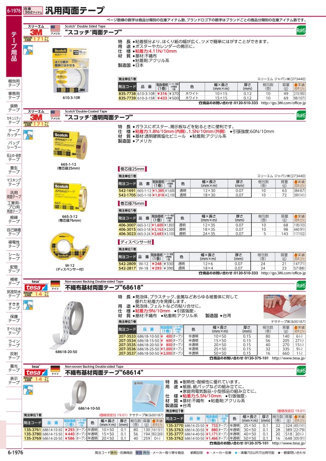 665-3-18 | スコッチ®透明両面テープ | スリーエムジャパン | ミスミ | 406-3015